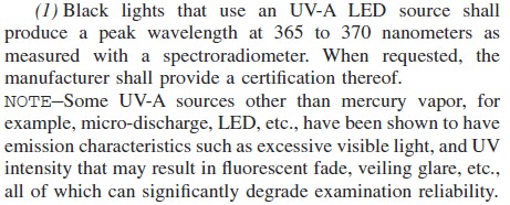 LED探伤黑光灯的标准